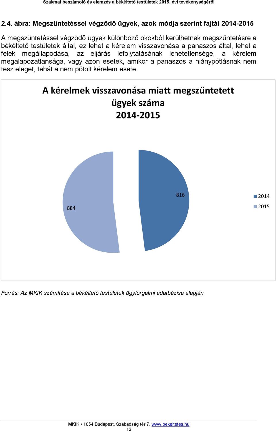 ez lehet a kérelem visszavonása a panaszos által, lehet a felek megállapodása, az eljárás lefolytatásának lehetetlensége, a kérelem megalapozatlansága, vagy azon esetek,