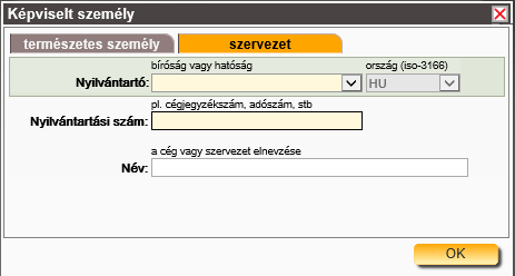 4. Állandó képviselet adatainak megadása a regisztrációs kérelemben Ha a kérelmező a HBNYR -ben történő nyilatkozattételek során állandó képviselőként kíván eljárni a regisztrációs űrlap kitöltésekor