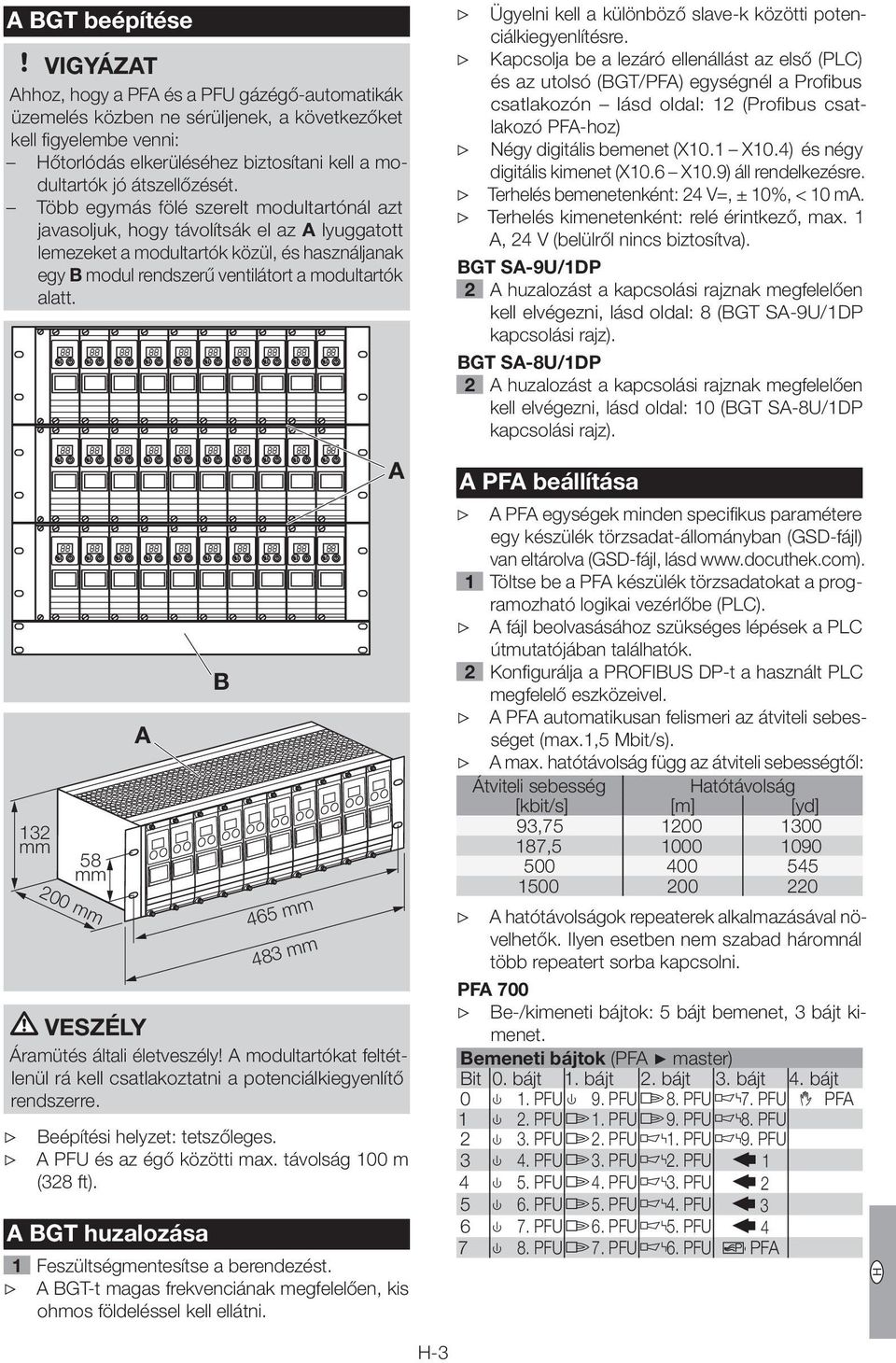Több egymás fölé szerelt modultartónál azt javasoljuk, hogy távolítsák el az lyuggatott lemezeket a modultartók közül, és használjanak egy B modul rendszerű ventilátort a modultartók alatt.