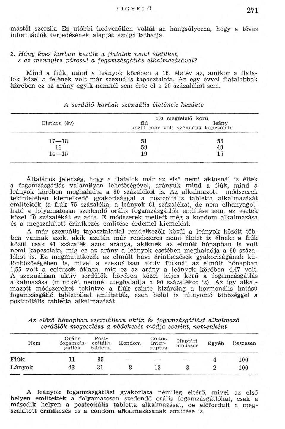 Az egy évvel fiatalabbak körében ez az arán y egyik nem nél sem érte el a 20 százalékot sem.
