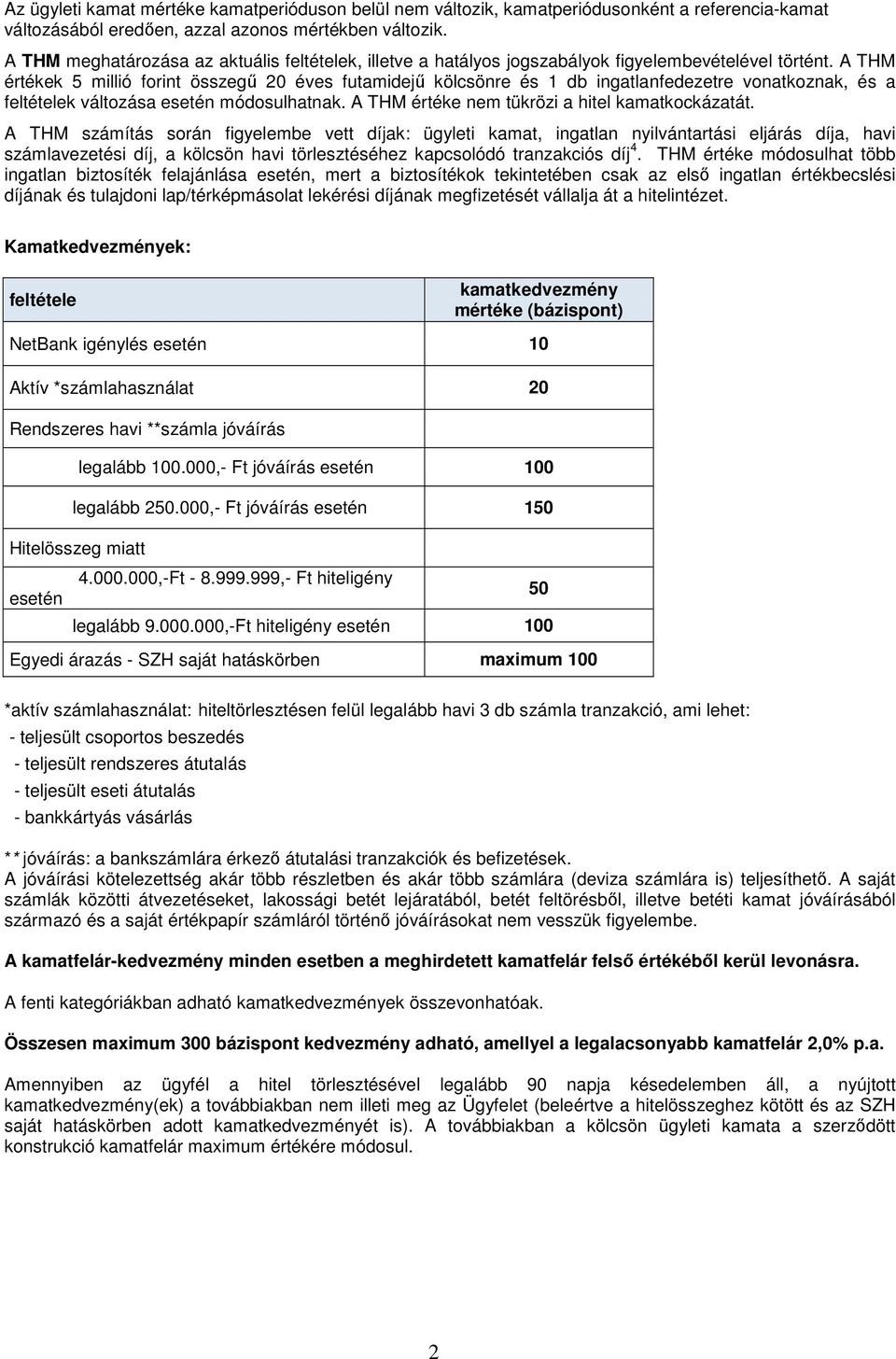 A THM értékek 5 millió forint összegű 20 éves futamidejű kölcsönre és 1 db ingatlanfedezetre vonatkoznak, és a feltételek változása esetén módosulhatnak.