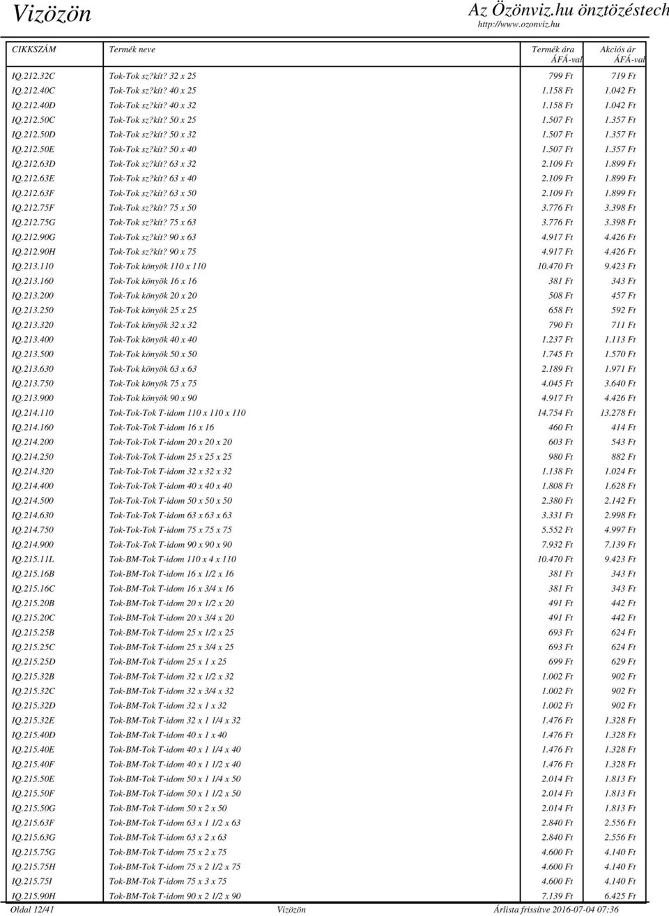 kít? 63 x 40 2.109 Ft 1.899 Ft IQ.212.63F Tok-Tok sz?kít? 63 x 50 2.109 Ft 1.899 Ft IQ.212.75F Tok-Tok sz?kít? 75 x 50 3.776 Ft 3.398 Ft IQ.212.75G Tok-Tok sz?kít? 75 x 63 3.776 Ft 3.398 Ft IQ.212.90G Tok-Tok sz?