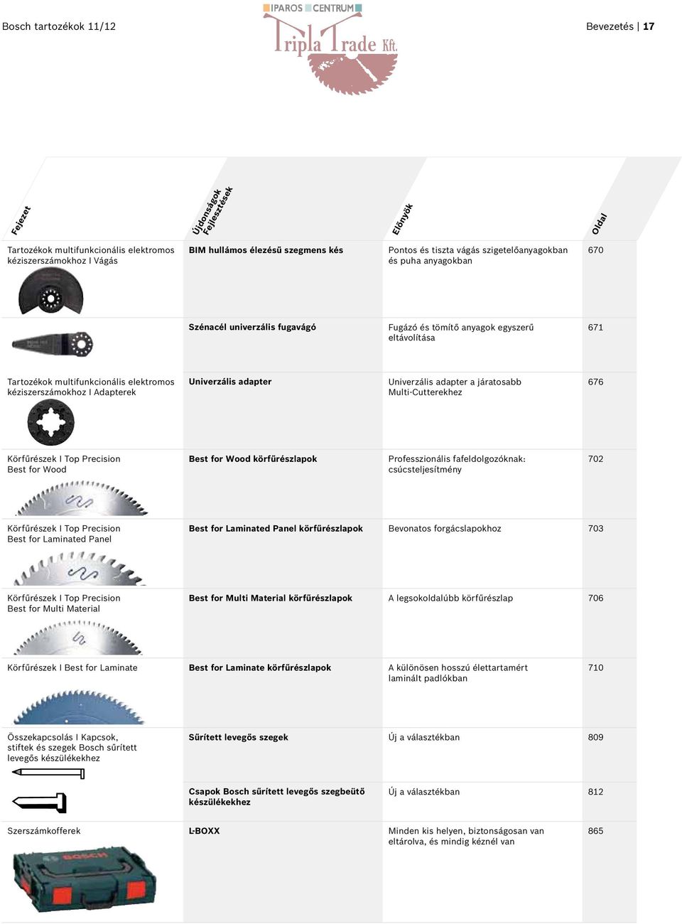 Univerzális adapter Univerzális adapter a járatosabb Multi-Cutterekhez 676 Körfűrészek I Top Precision Best for Wood Best for Wood körfűrészlapok Professzionális fafeldolgozóknak: csúcsteljesítmény