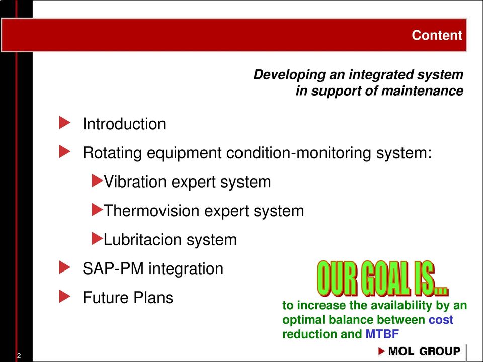Thermovision expert system Lubritacion system SAP-PM integration Future Plans