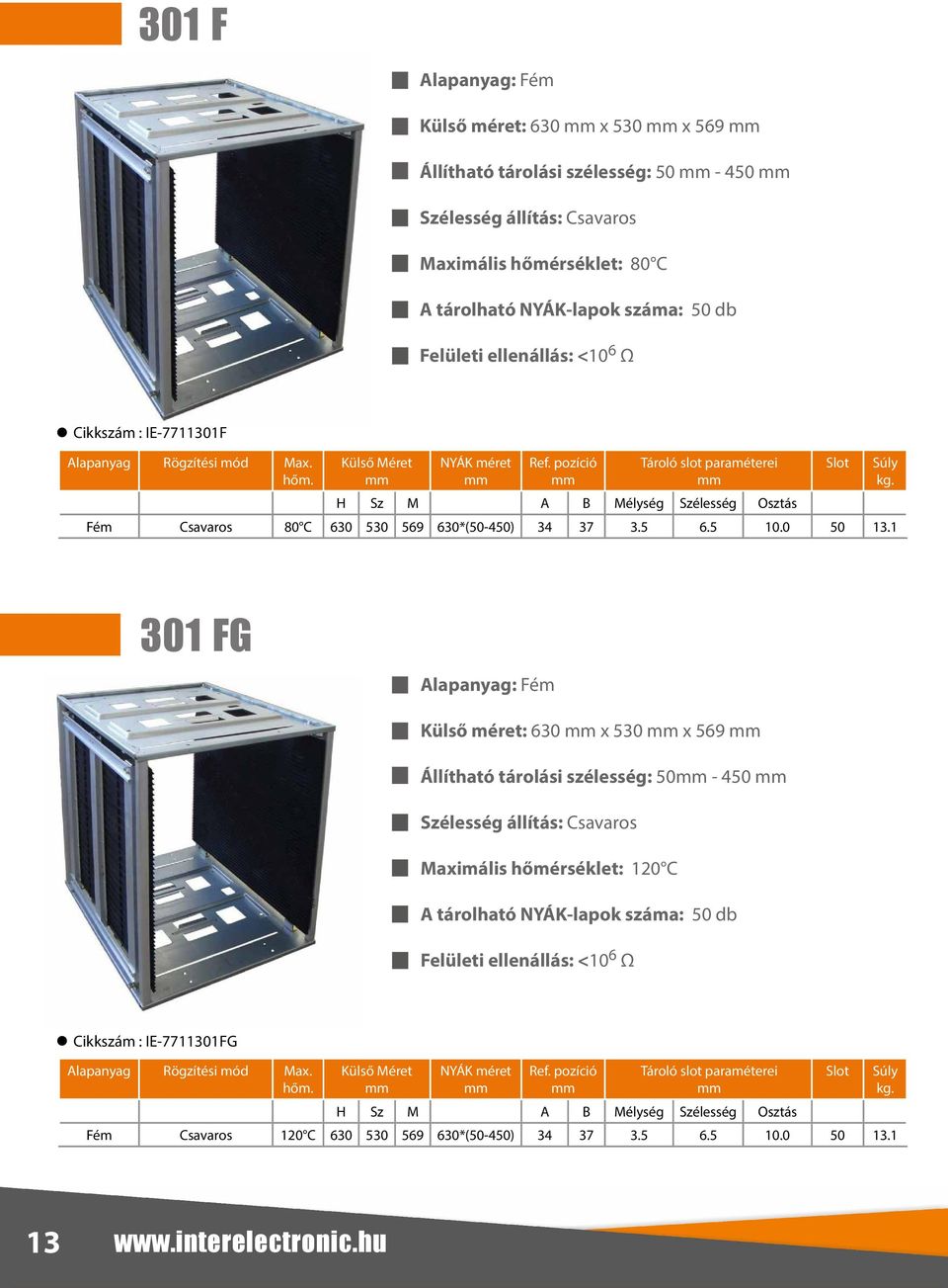 1 301 FG Alapanyag: Külső méret: 630 x 530 x 569 Állítható tárolási szélesség: 50-450 Szélesség állítás: