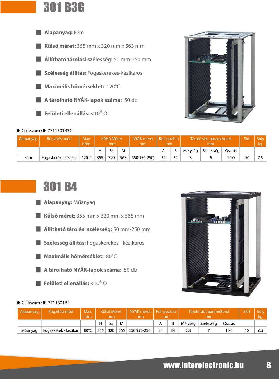 5 301 B4 Alapanyag: Műanyag Külső méret: 355 x 320 x 565 Állítható tárolási szélesség: 50-250 Szélesség állítás: Fogaskerekes -