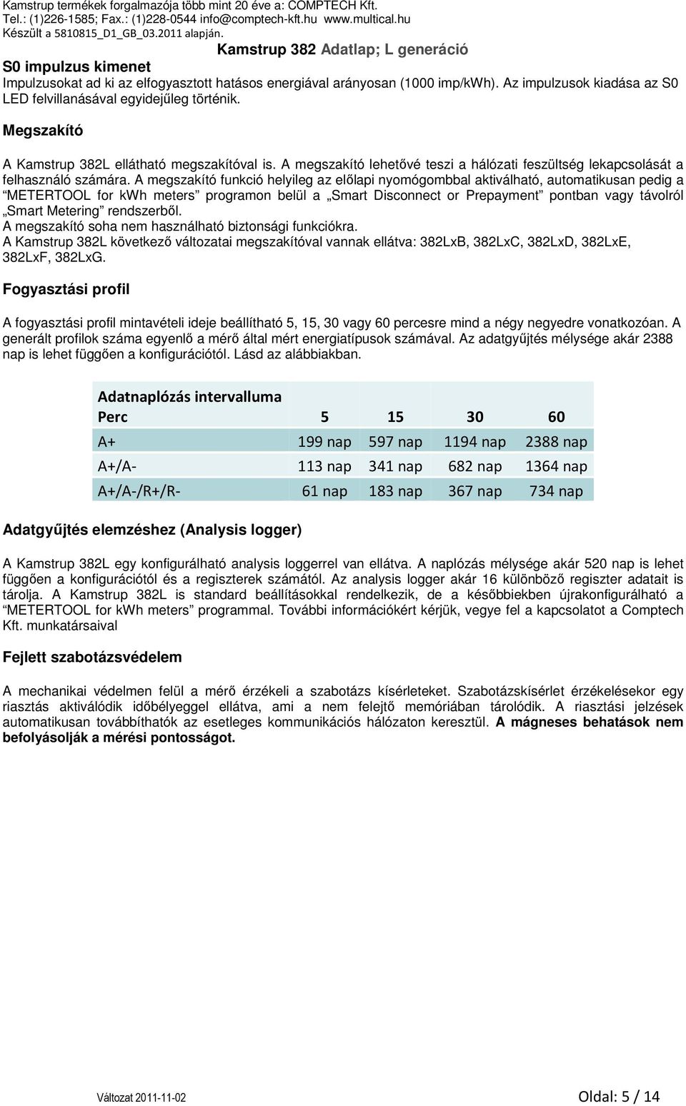 Kamstrup 382 Adatlap - L generáció - PDF Ingyenes letöltés