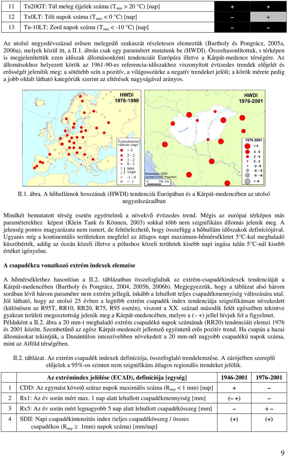 Összehasonlítottuk, s térképen is megjelenítettük ezen időszak állomásonkénti tendenciáit Európára illetve a Kárpát-medence térségére.