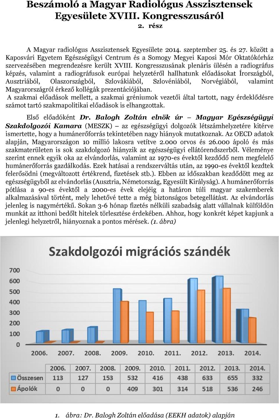 Kongresszusának plenáris ülésén a radiográfus képzés, valamint a radiográfusok európai helyzetéről hallhatunk előadásokat Írországból, Ausztriából, Olaszországból, Szlovákiából, Szlovéniából,