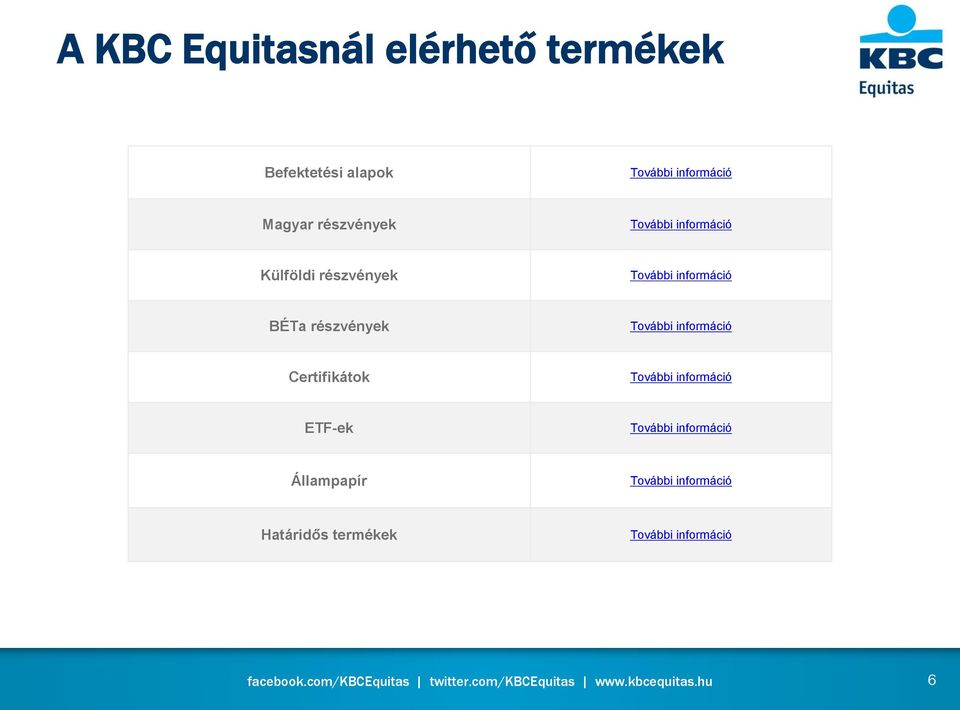 BÉTa részvények További információ Certifikátok További információ ETF-ek