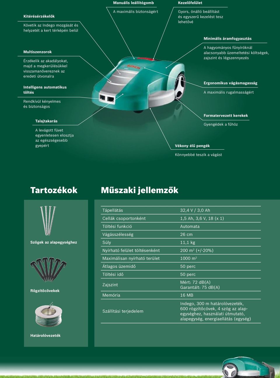 önálló beállítást és egyszerű kezelést tesz lehetővé Vékony élű pengék Formatervezett kerekek Gyengédek a fűhöz Könnyebbé teszik a vágást Minimális áramfogyasztás A hagyományos fűnyíróknál