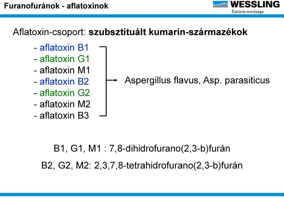 B2 - aflatoxin G2 - aflatoxin M2 - aflatoxin B3 Aspergillus flavus, Asp.