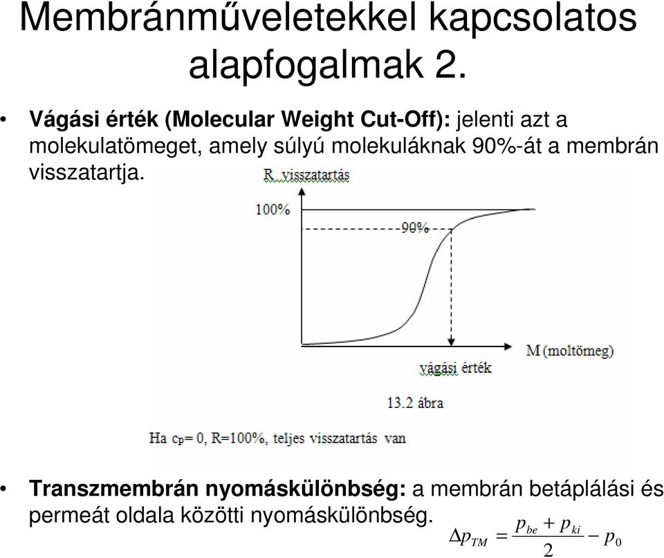 amely súlyú molekuláknak 90%-át a membrán visszatartja.