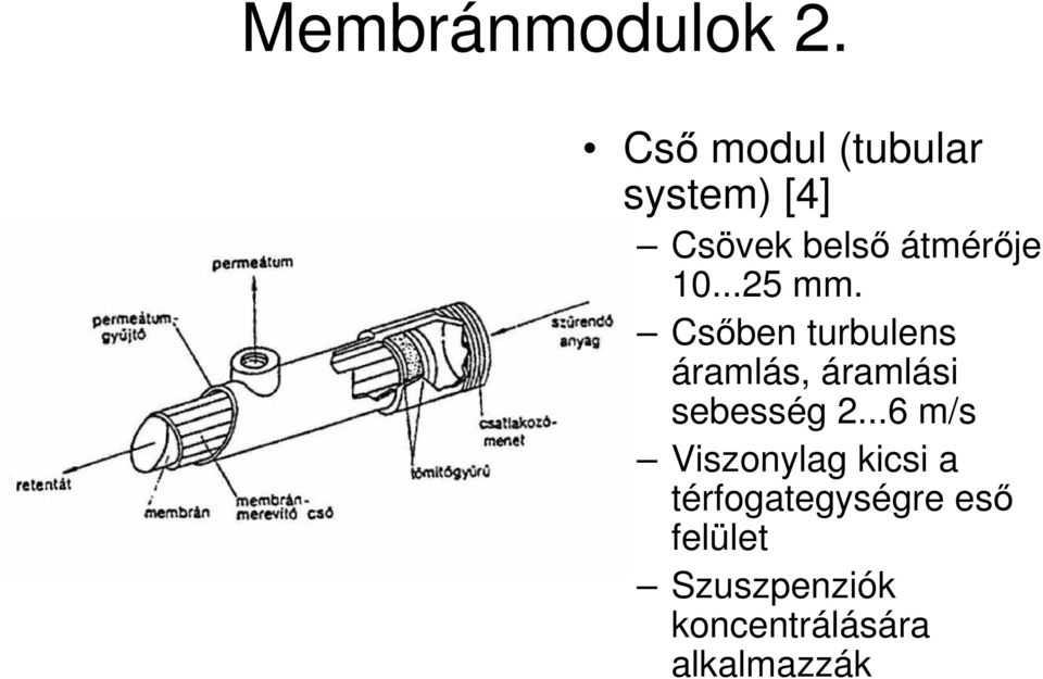 ..25 mm. Csıben turbulens áramlás, áramlási sebesség 2.