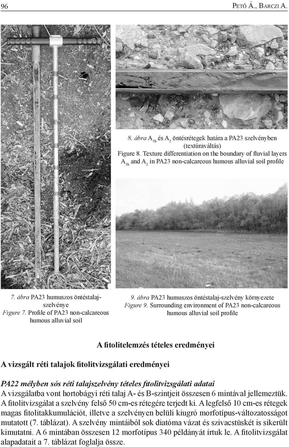 Profile of PA23 non-calcareous humous alluvial soil 9. ábra PA23 humuszos öntéstalaj-szelvény környezete Figure 9.