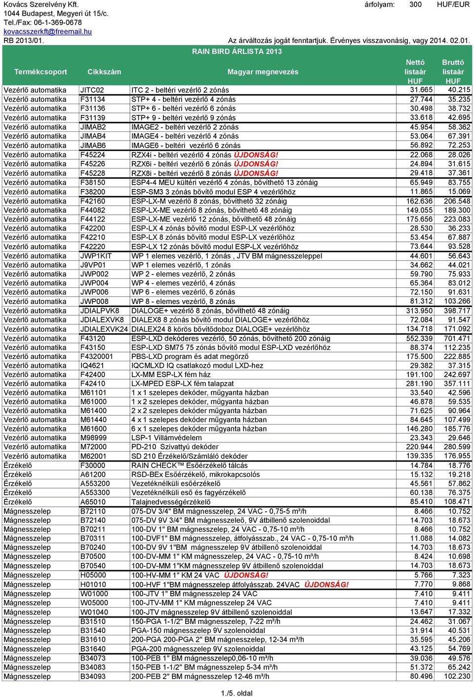 695 Vezérlő automatika JIMAB2 IMAGE2 - beltéri vezérlő 2 zónás 45.954 58.362 Vezérlő automatika JIMAB4 IMAGE4 - beltéri vezérlő 4 zónás 53.064 67.