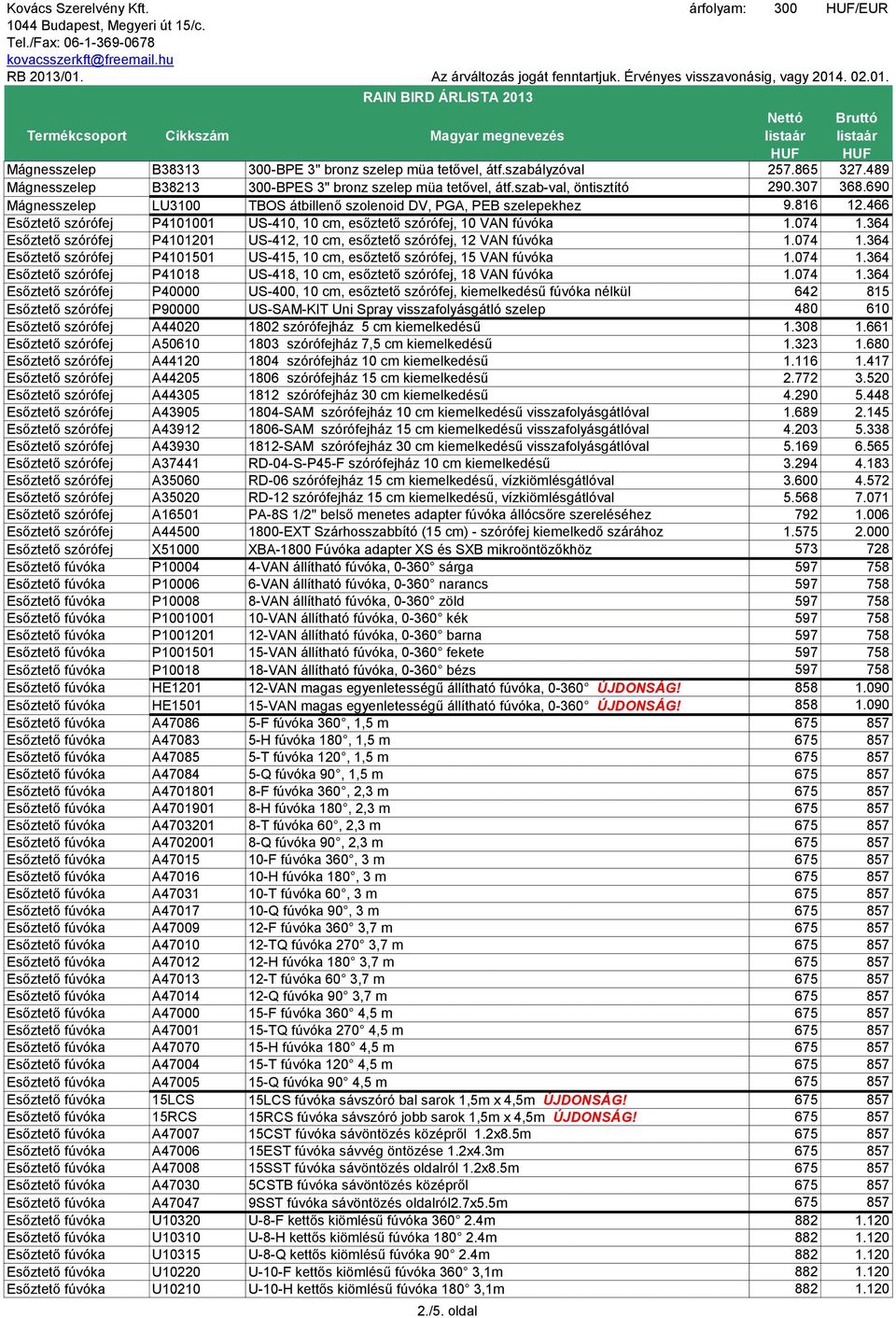 074 1.364 Esőztető szórófej P4101201 US-412, 10 cm, esőztető szórófej, 12 VAN fúvóka 1.074 1.364 Esőztető szórófej P4101501 US-415, 10 cm, esőztető szórófej, 15 VAN fúvóka 1.074 1.364 Esőztető szórófej P41018 US-418, 10 cm, esőztető szórófej, 18 VAN fúvóka 1.