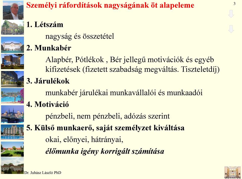 Tiszteletdíj) 3. Járulékok munkabér járulékai munkavállalói és munkaadói 4.