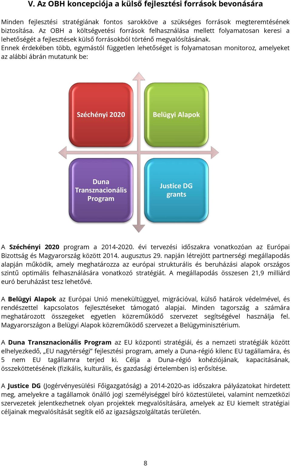 Ennek érdekében több, egymástól független lehetőséget is folyamatosan monitoroz, amelyeket az alábbi ábrán mutatunk be: Széchényi 2020 Belügyi Alapok Duna Transznacionális Program Justice DG grants A