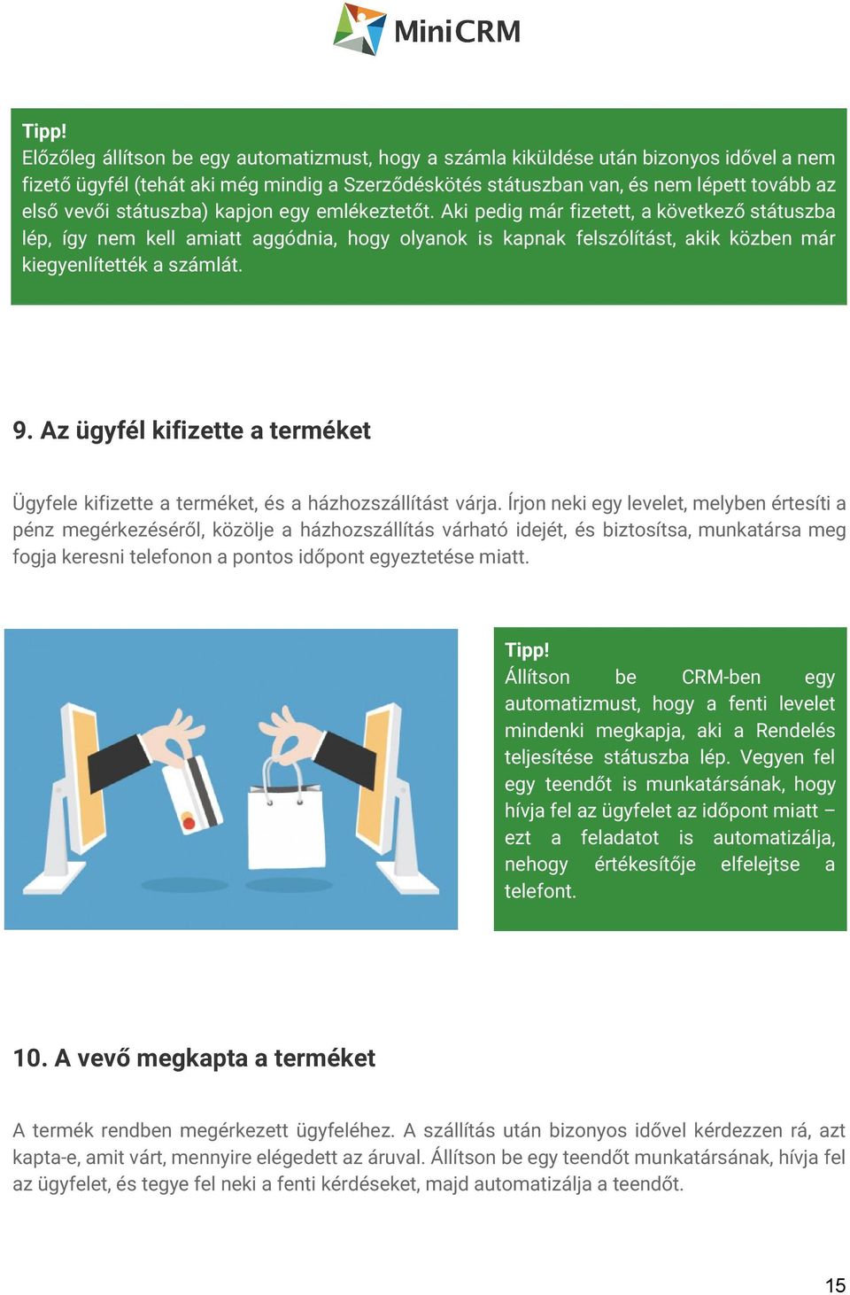 Az ügyfél kifizette a terméket Ügyfele kifizette a terméket, és a házhozszállítást várja.