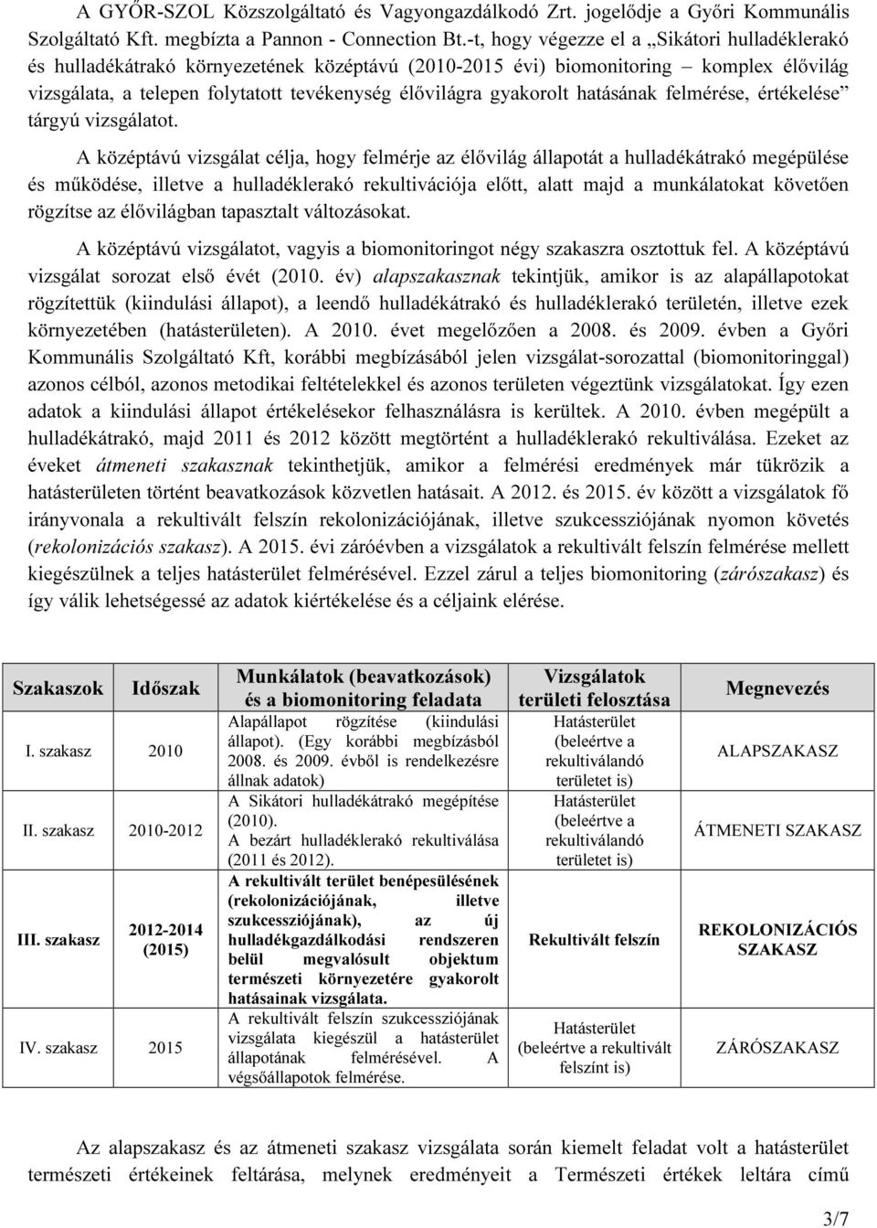 gyakorolt hatásának felmérése, értékelése tárgyú vizsgálatot.