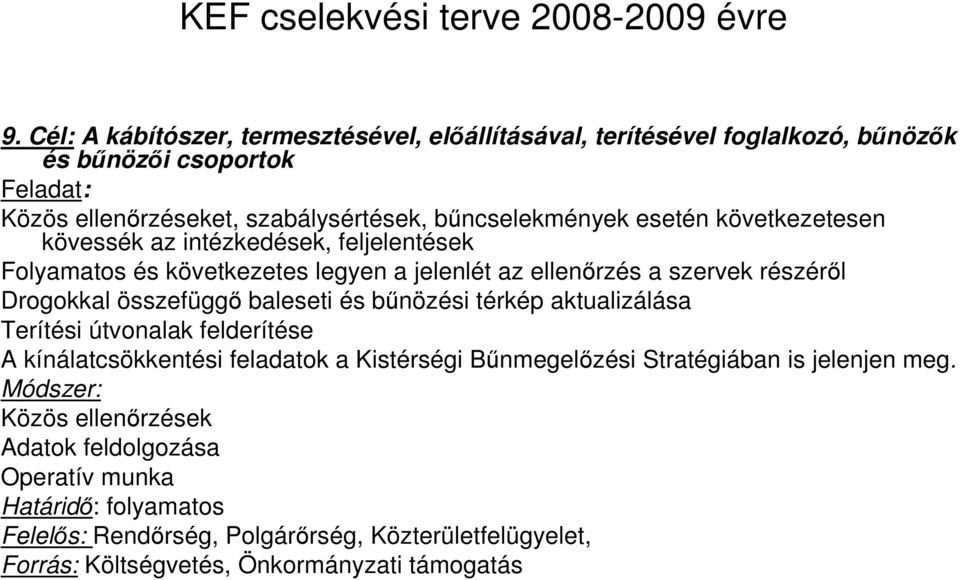 következetesen kövessék az intézkedések, feljelentések Folyamatos és következetes legyen a jelenlét az ellenırzés a szervek részérıl Drogokkal összefüggı baleseti és bőnözési