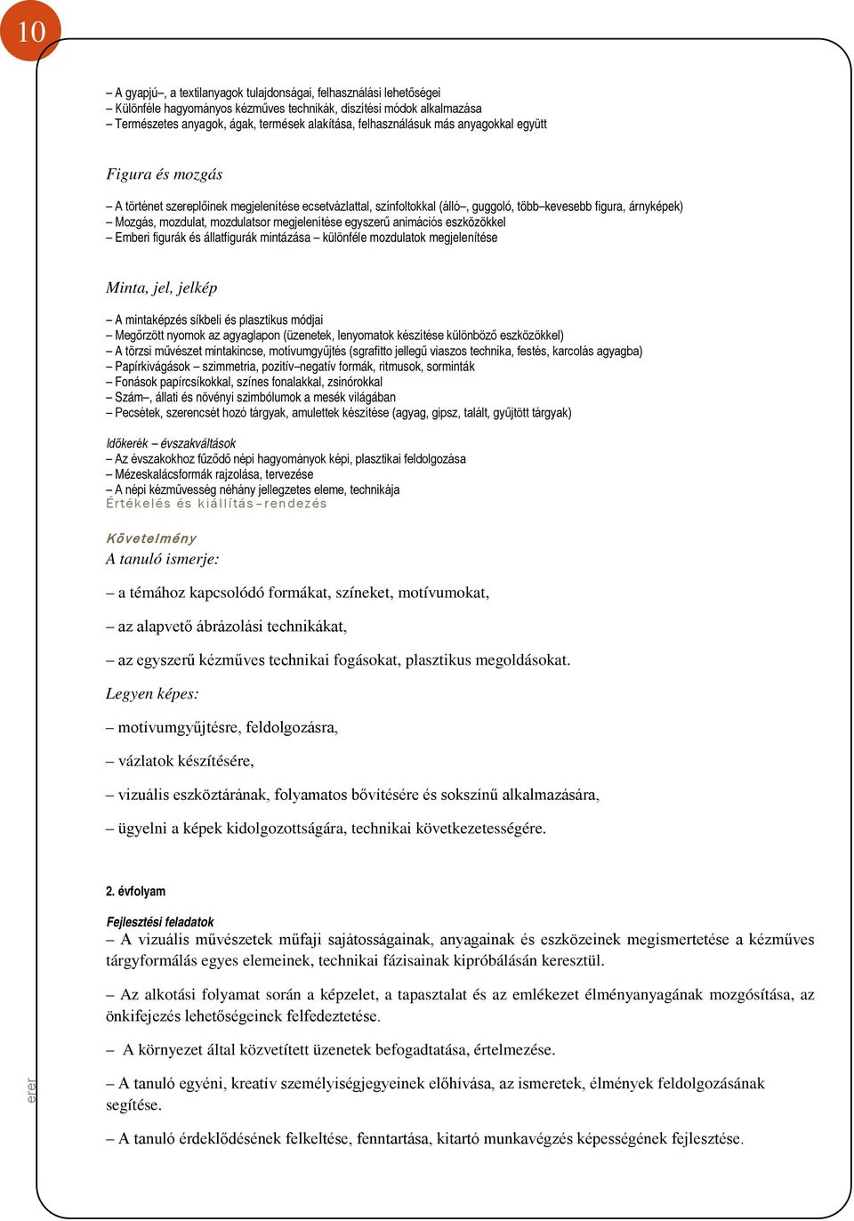 mozdulatsor megjelenítése egyszerű animációs eszközökkel Emberi figurák és állatfigurák mintázása különféle mozdulatok megjelenítése Minta, jel, jelkép A mintaképzés síkbeli és plasztikus módjai