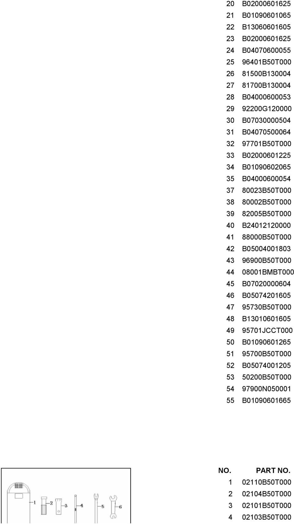 82005B50T000 40 B24012120000 41 88000B50T000 42 B05004001803 43 96900B50T000 44 08001BMBT000 45 B07020000604 46 B05074201605 47 95730B50T000 48