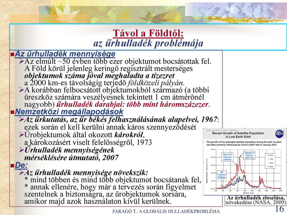 A korábban felbocsátott objektumokból származó (a többi űreszköz számára veszélyesnek tekintett 1 cm átmérőnél nagyobb) űrhulladék darabjai: több mint háromszázezer.