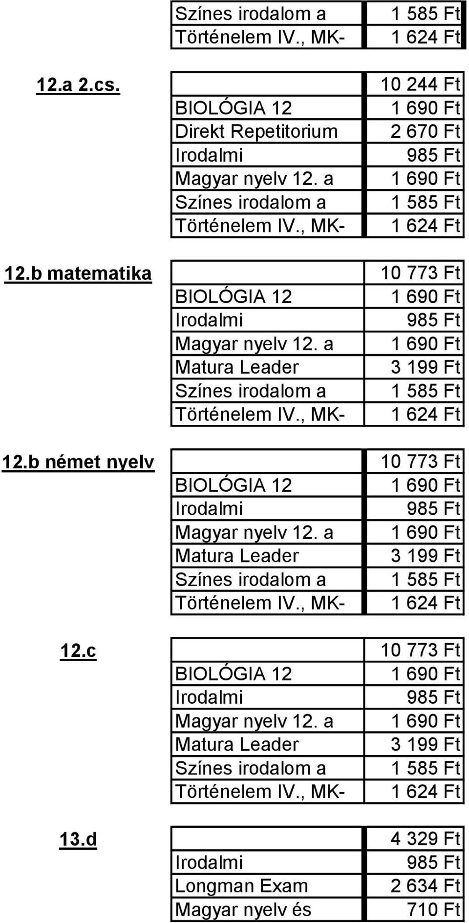 b matematika 10 773 Ft IV., MK- 1 624 Ft 12.