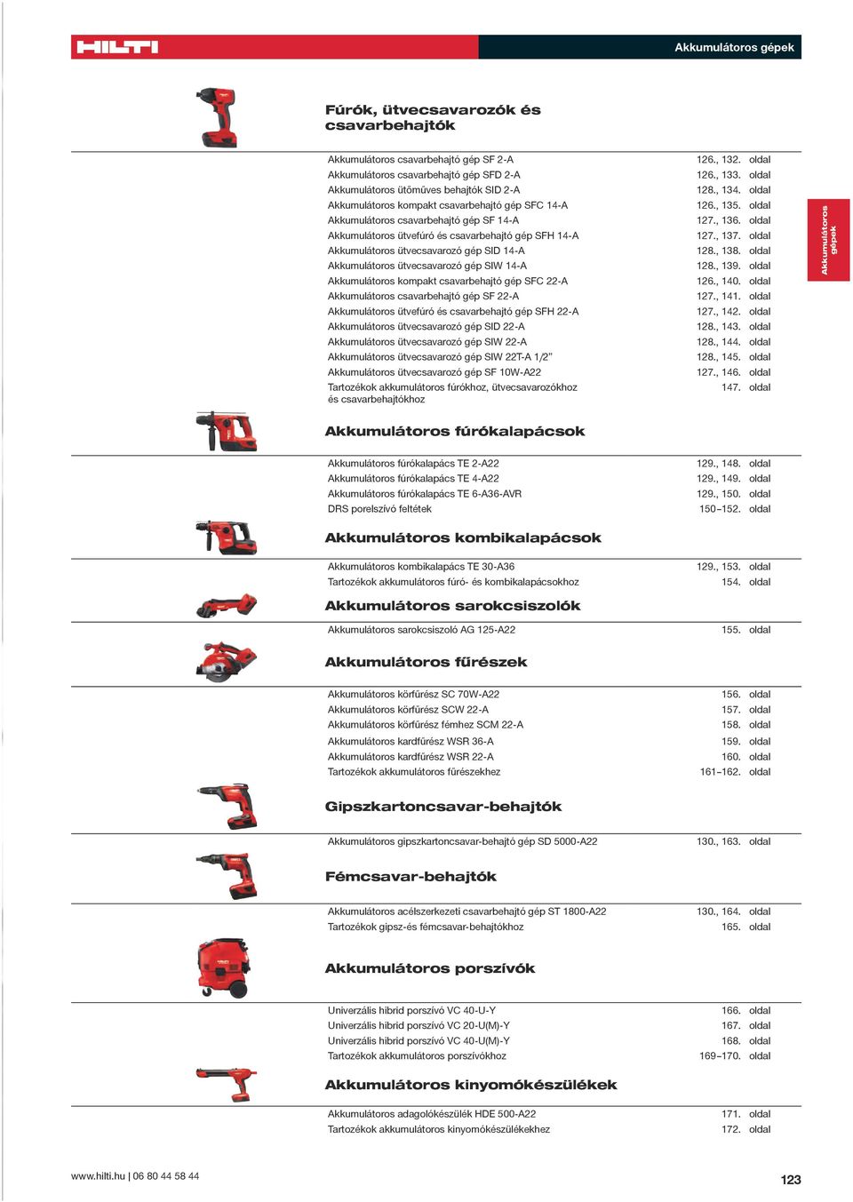 csavarbehajtó gép SF 22-A ütvefúró és csavarbehajtó gép SFH 22-A ütvecsavarozó gép SID 22-A ütvecsavarozó gép SIW 22-A ütvecsavarozó gép SIW 22T-A 1/2 ütvecsavarozó gép SF 10W-A22 Tartozékok