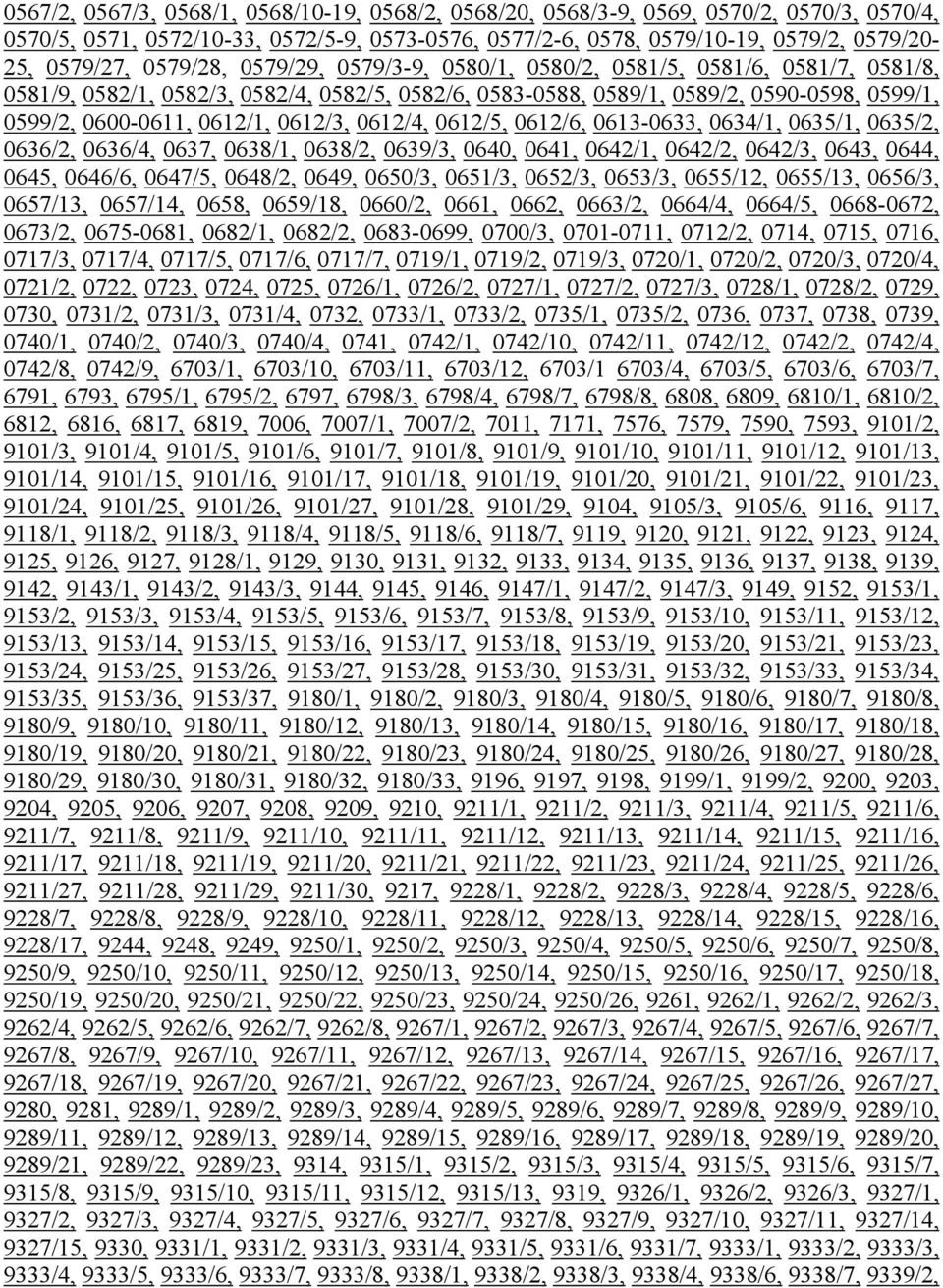 0612/3, 0612/4, 0612/5, 0612/6, 0613-0633, 0634/1, 0635/1, 0635/2, 0636/2, 0636/4, 0637, 0638/1, 0638/2, 0639/3, 0640, 0641, 0642/1, 0642/2, 0642/3, 0643, 0644, 0645, 0646/6, 0647/5, 0648/2, 0649,