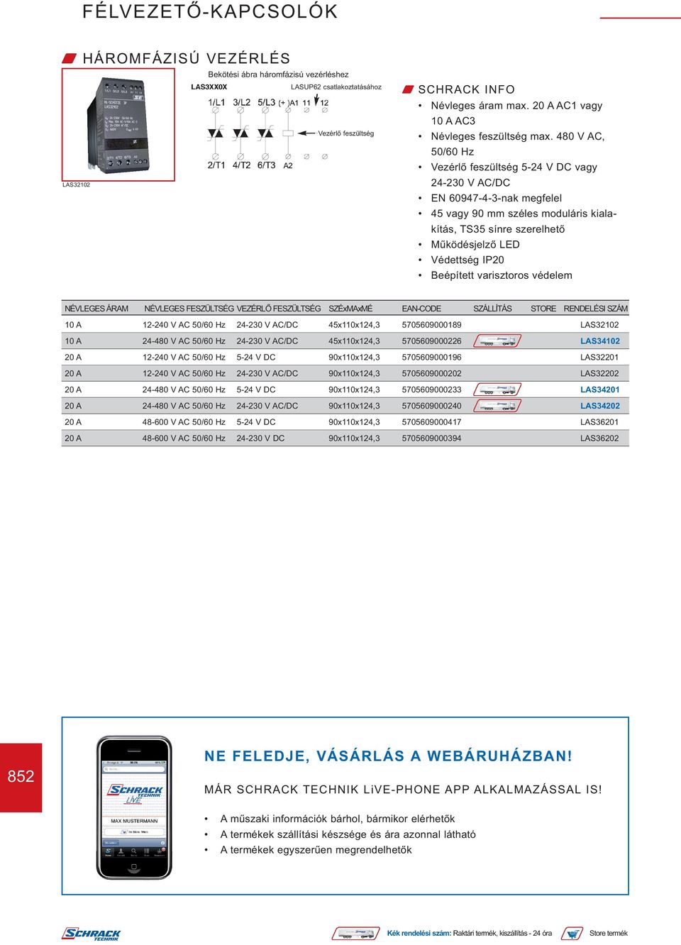 LAS32201 20 A 12-240 V AC 90x110x124,3 5705609000202 LAS32202 20 A 24-480 V AC 5-24 V DC 90x110x124,3 5705609000233 LAS34201 20 A 24-480 V AC 90x110x124,3 5705609000240 LAS34202 20 A 48-600 V AC 5-24