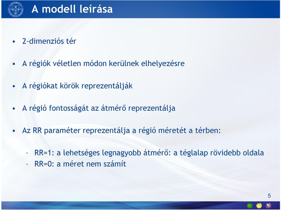 reprezentálja Az RR paraméter reprezentálja a régió méretét a térben: RR=1: