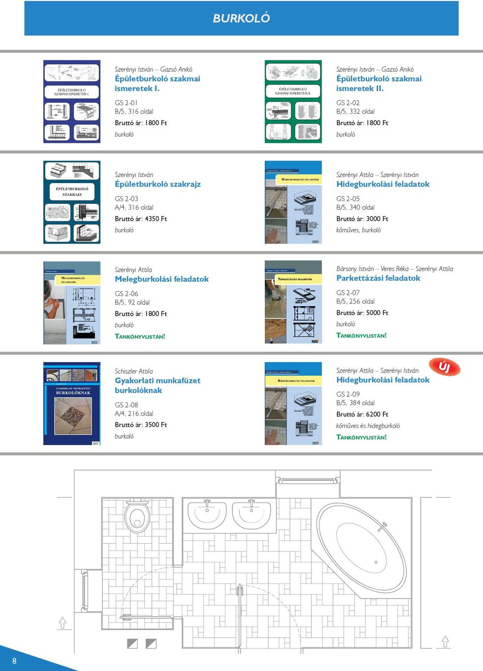 GS 2-01 B/5, 316 oldal GS 2-02 B/5, 332 oldal Bruttó ár: 1800 Ft Bruttó ár: 1800 Ft burkoló burkoló SZERÉNYI ATTILA SZERÉNYI ISTVÁN Szerényi István ÉPÜLETBURKOLÓ SZAKRAJZ MELEGBURKOLÁSI FELADATOK GS