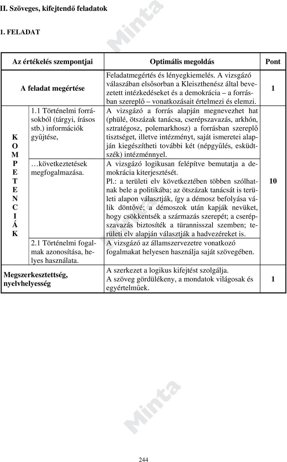 egszerkesztettség, válaszában elsősorban a leiszthenész által bevezetett intézkedéseket és a demokrácia a forrásban szereplő vonatkozásait értelmezi és elemzi.