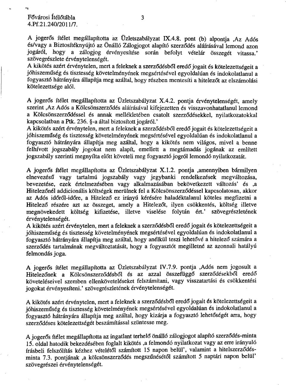 ' szövegrészlete érvénytelenségét.
