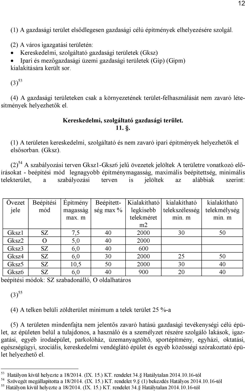 (3) 53 (4) A gazdasági területeken csak a környezetének terület-felhasználását nem zavaró létesítmények helyezhetők el. Kereskedelmi, szolgáltató gazdasági terület. 11.