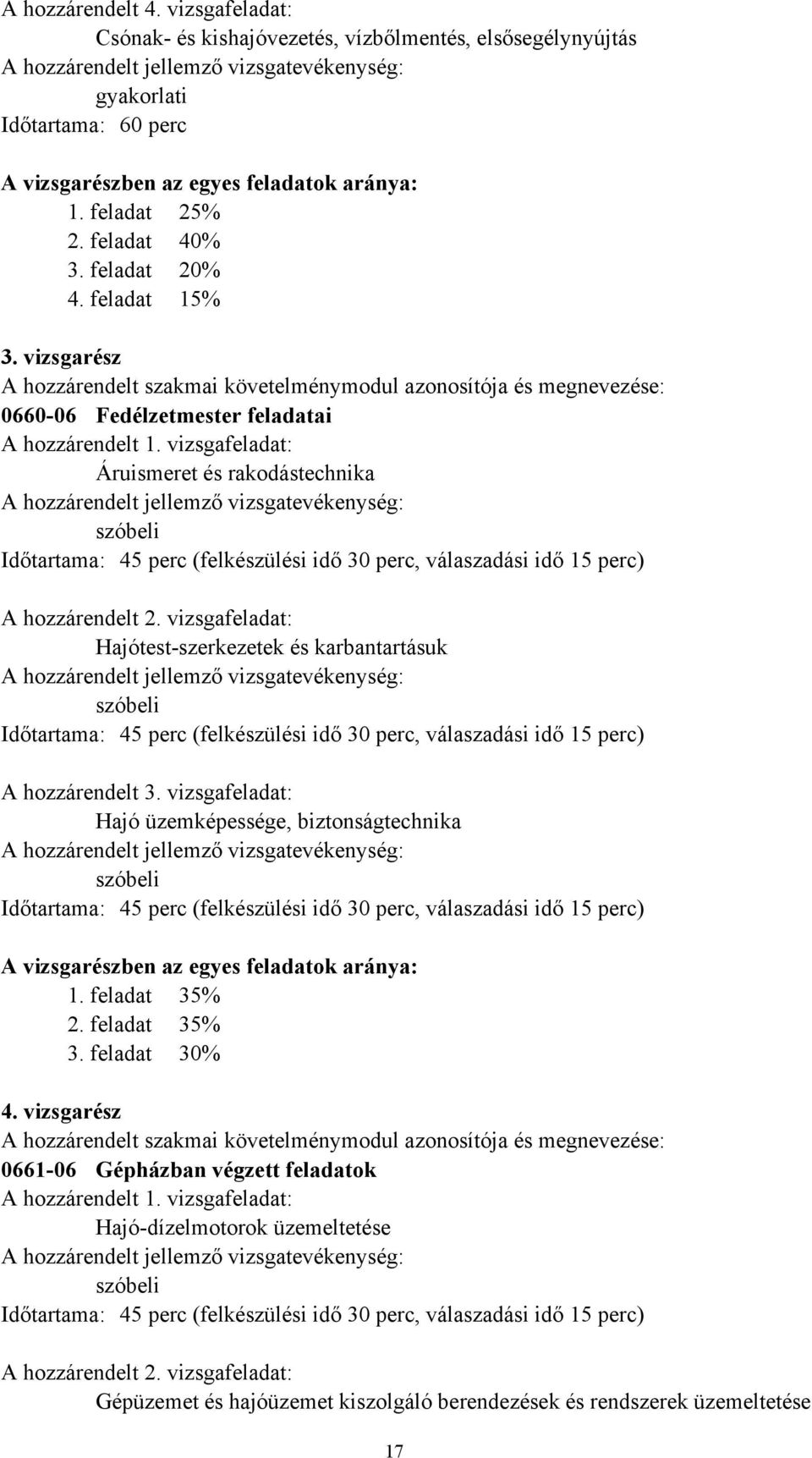 vizsgafeladat: Áruismeret és rakodástechnika A hozzárendelt jellemző vizsgatevékenység: szóbeli Időtartama: 45 perc (felkészülési idő 30 perc, válaszadási idő 15 perc) A hozzárendelt 2.