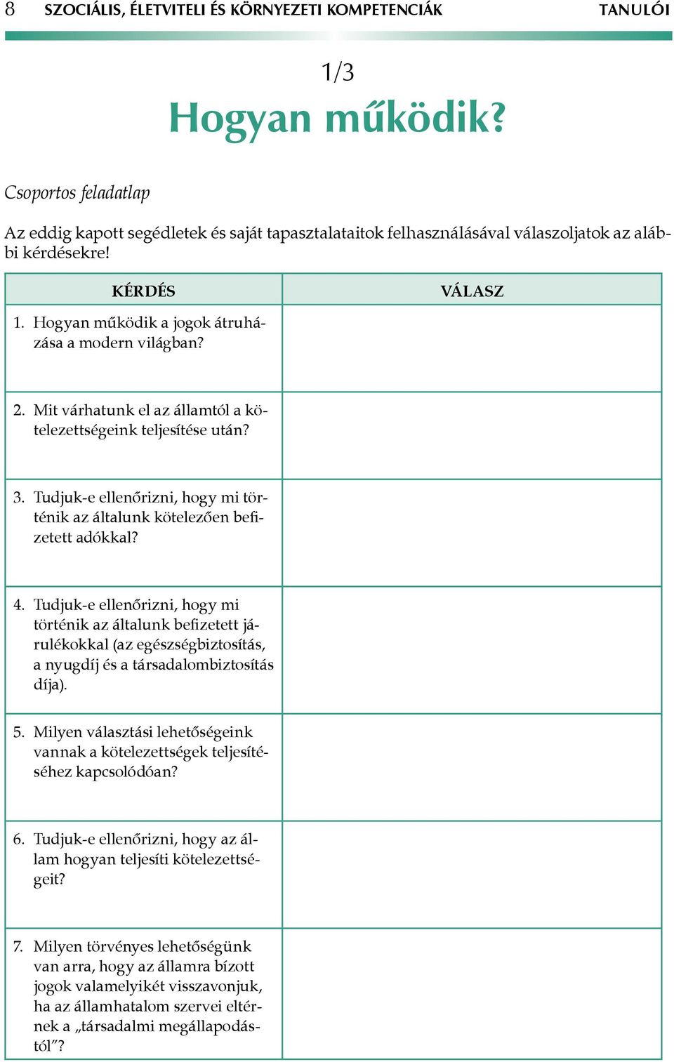 Mit várhatunk el az államtól a kötelezettségeink teljesítése után? 3. Tudjuk-e ellenőrizni, hogy mi történik az általunk kötelezően befizetett adókkal? 4.