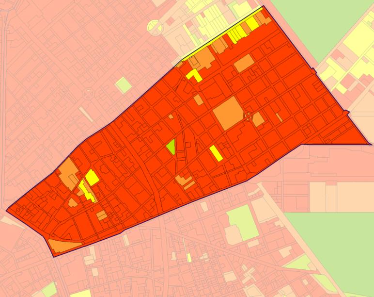 48. ábra - Zöldfelületi intenzitás érték, 2010 Adatforrás: BCE, Tájtervezési és Területfejlesztési Tanszék, Landsat TM5 műholdfelvétel felhasználásával) A VII.