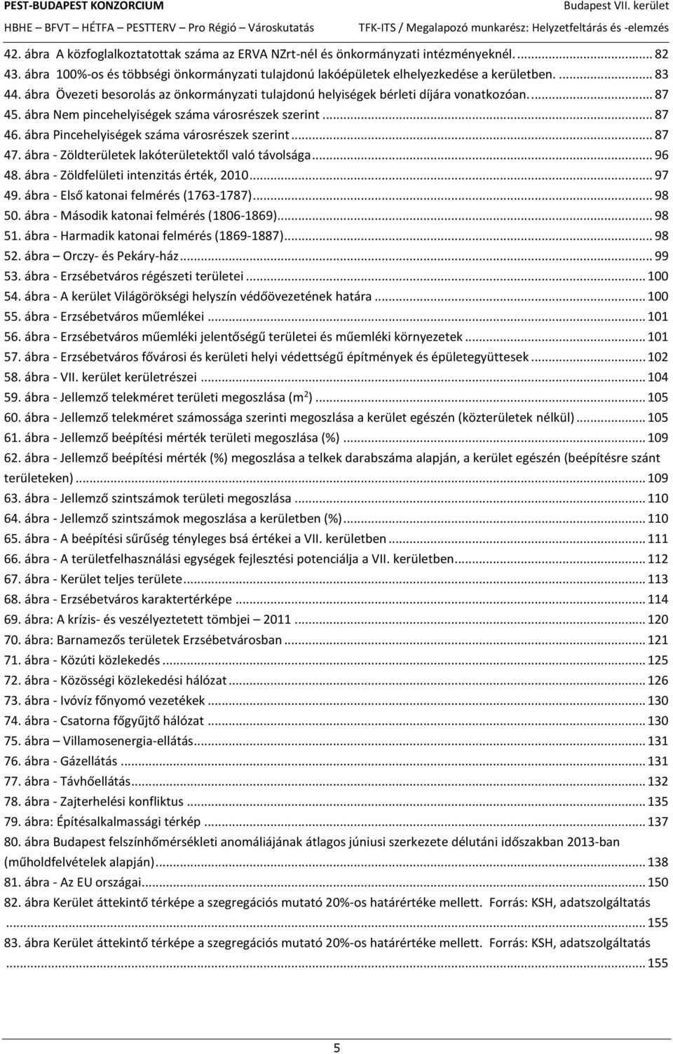 ábra Nem pincehelyiségek száma városrészek szerint... 87 46. ábra Pincehelyiségek száma városrészek szerint... 87 47. ábra - Zöldterületek lakóterületektől való távolsága... 96 48.