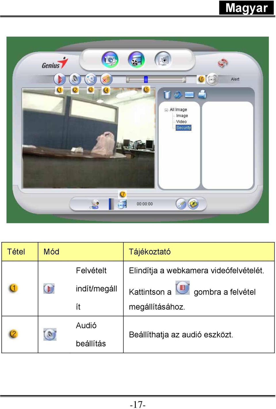 indít/megáll ít Kattintson a megállításához.