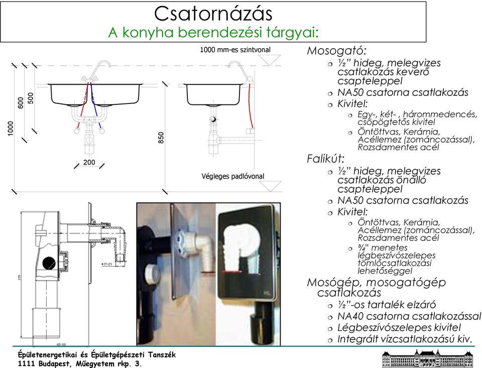 melegvizes csatlakozás önálló csapteleppel NA50 csatorna csatlakozás Kivitel: Öntöttvas, Kerámia, Acéllemez (zománcozással), Rozsdamentes acél ¾ menetes