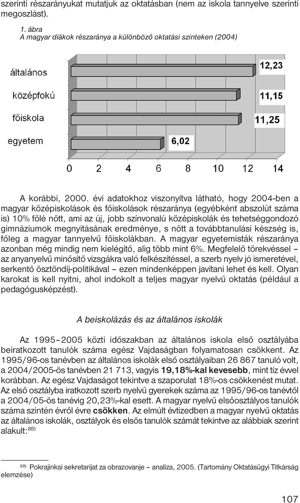 tehetséggondozó gimnáziumok megnyitásának eredménye, s nőtt a továbbtanulási készség is, főleg a magyar tannyelvű főiskolákban.