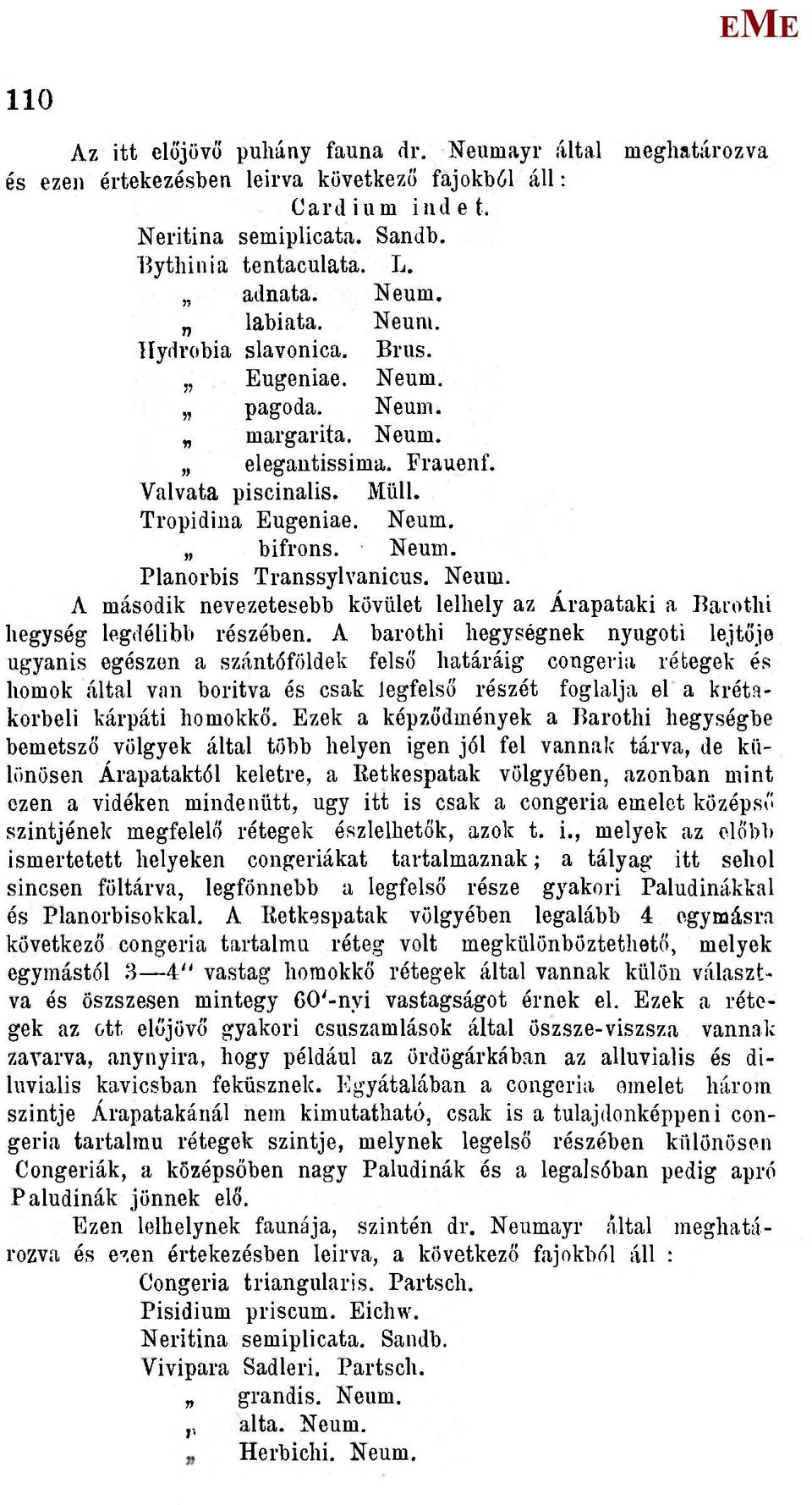 A barothi hegységnek nyugoti lejtője ugyanis egészen a szántóföldek felső határáig congevia rétegek és homok által van boritva és csak legfelső részét foglalja el a krétakorbeli kárpáti homokkő.