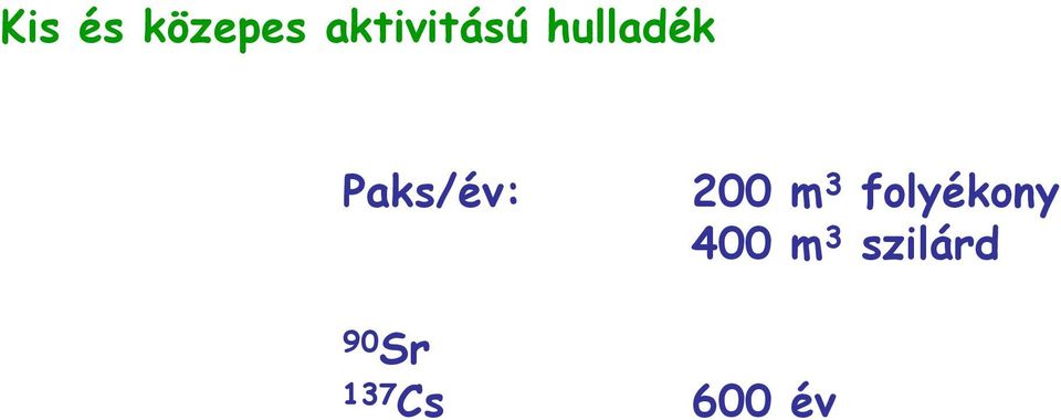 Paks/év: 200 m 3