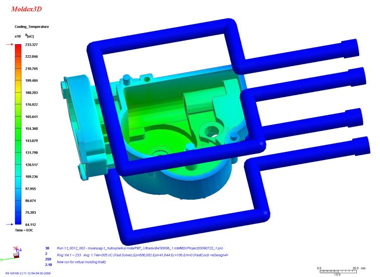 Moldex3D, műanyag technológiai szimuláció A hűtés befolyása a vetemedésre A hűtés mint paraméter hatása