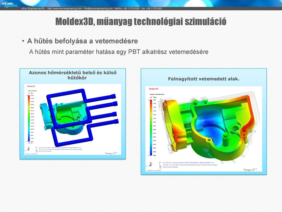 hatása egy PBT alkatrész vetemedésére Azonos