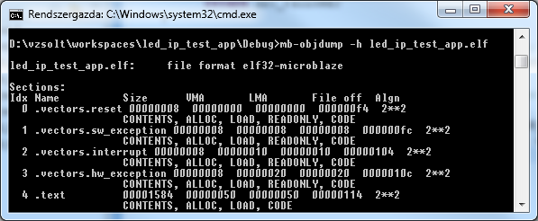 Tools LaunchShell Könyvtár megváltoztatása: cd led_ip_test_app\debug